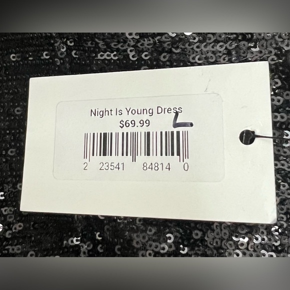 Celebrity Spaghetti Strap Black Sequins Midi Dress (NWT) Size: Large - Picture 5 of 7